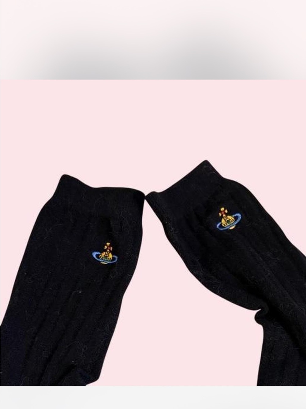 Vivienne Westwood Black Crew Socks with Orb Embroidery